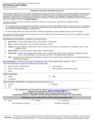 Document preview: Form ADM-3023 Statistical Data Sheet - California
