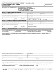 Form ADM-3016 Equity Claims for Goods/Services of $10,000 or Less (Other Than Employee Claims) - California