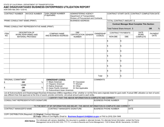Document preview: Form ADM-3069 A&E A&e Disadvantaged Business Enterprises Utilization Report - California