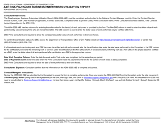 Form ADM-3069 A&amp;E A&amp;e Disadvantaged Business Enterprises Utilization Report - California, Page 2