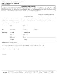 Document preview: Form RW02-01 Right of Way Title VI Survey - California