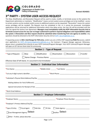Document preview: 3rd Party - System User Access Request - Colorado