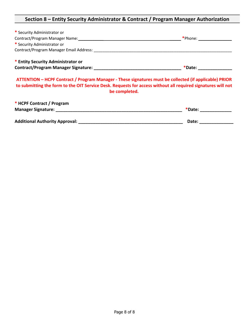 3rd Party - System User Access Request - Colorado, Page 8