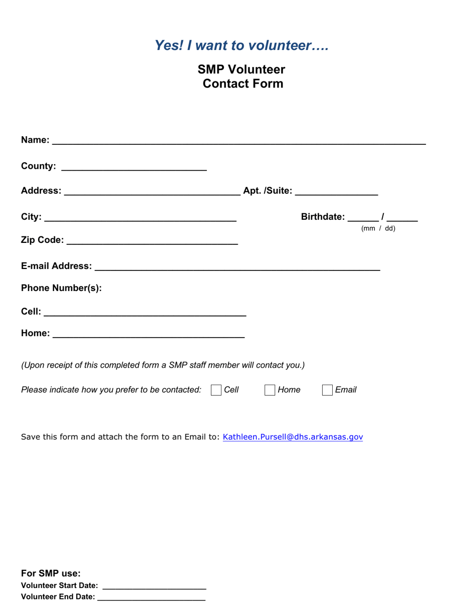 SMP Volunteer Contact Form - Arkansas, Page 1