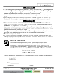 Formulario CH-109 Aviso De Audiencia De La Corte - California (Spanish), Page 3