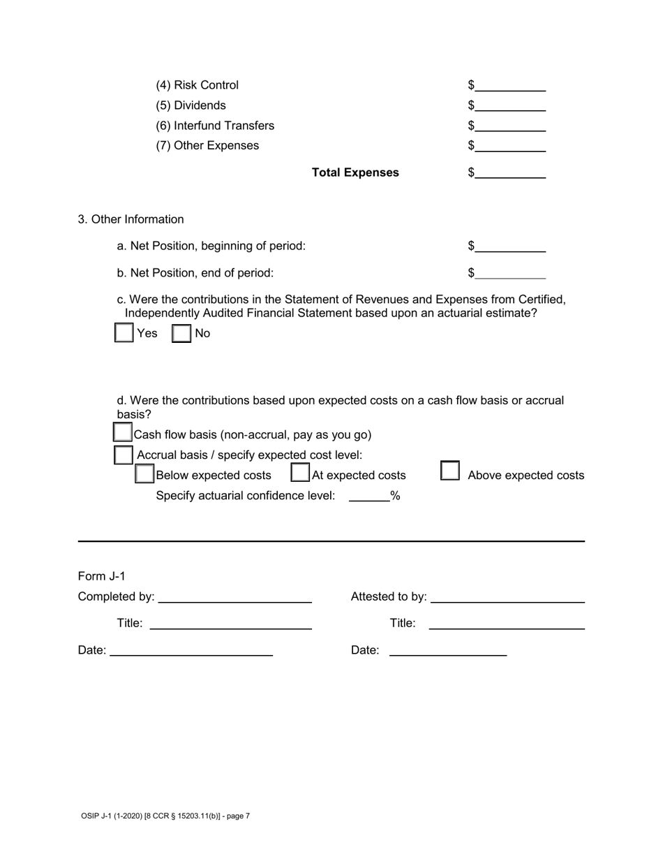 Form J-1 Joint Powers Authority (Jpa) Self-insurers Profile and Financial Summary Report - California, Page 7