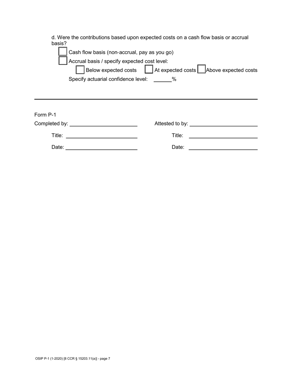 Form P-1 Self-insurers Profile and Financial Summary Report - California, Page 7