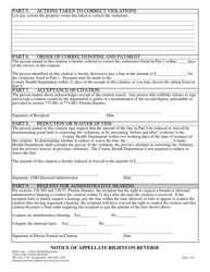 Form DH3146 Citation for Violation Onsite Sewage Program/Sanitary Nuisance - Florida, Page 2