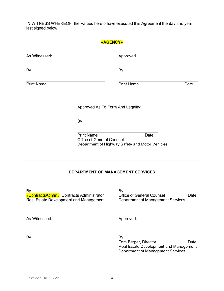 Agreement Between Client Agency and the Department of Management Services - Florida, Page 7