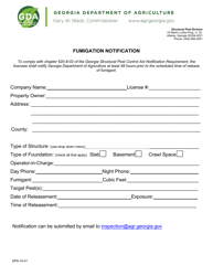 Form SPS-14-01 Fumigation Notification - Georgia (United States)