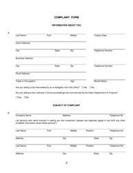 Securities Complaint Form - Idaho, Page 2
