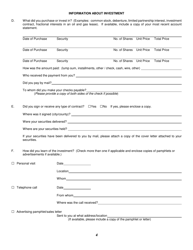 Securities Complaint Form - Idaho, Page 4