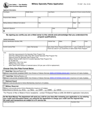 Form ITD3587 Military Specialty Plates Application - Idaho