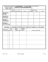 Form 3F-P-269 Matrimonial Action Information - Hawaii, Page 3