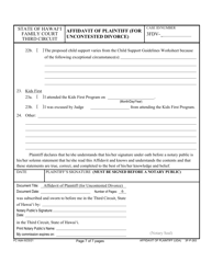Form 3F-P-263 Affidavit of Plaintiff (For Uncontested Divorce) - Hawaii, Page 7