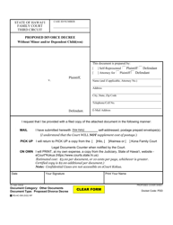 Form 3F-P-268 &quot;Proposed Divorce Decree Without Minor and/or Dependent Child(Ren)&quot; - Hawaii