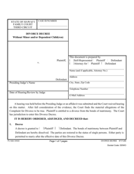 Form 3F-P-268 Proposed Divorce Decree Without Minor and/or Dependent Child(Ren) - Hawaii, Page 2