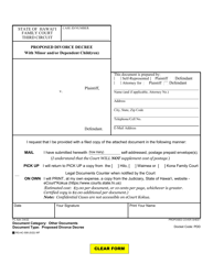 Form 3F-P-260 &quot;Proposed Divorce Decree With Minor and/or Dependent Child(Ren)&quot; - Hawaii