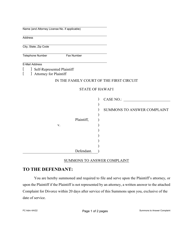 Form 1F-P-2039 Complaint for Divorce; Automatic Restraining Order; Summons to Answer Complaint - Hawaii, Page 7