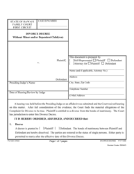 Form 1F-P-1056 Proposed Divorce Decree Without Minor and/or Dependent Child(Ren) - Hawaii, Page 2