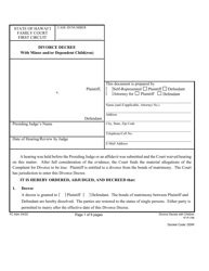 Form 1F-P-746 Proposed Divorce Decree With Minor and/or Dependent Child(Ren) - Hawaii, Page 2