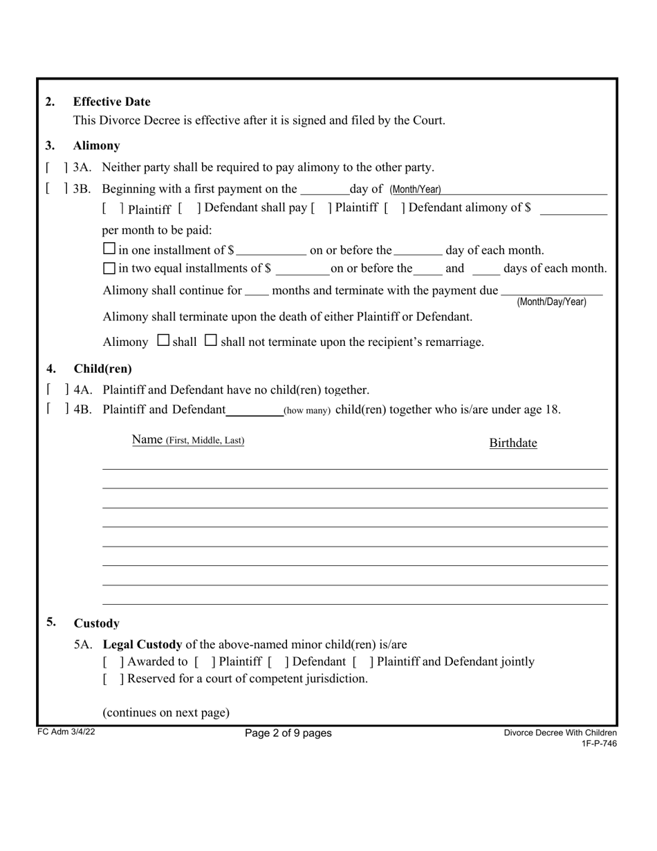 Form 1F-P-746 Proposed Divorce Decree With Minor and / or Dependent Child(Ren) - Hawaii, Page 3