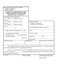 Form 1F-P-2072 Proposed Findings and Decision of the Court Granting Petition for Adoption of an Adult(S) - Hawaii, Page 2