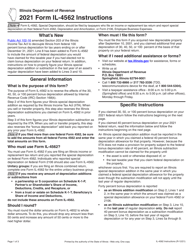 Document preview: Instructions for Form IL-4562 Special Depreciation - Illinois