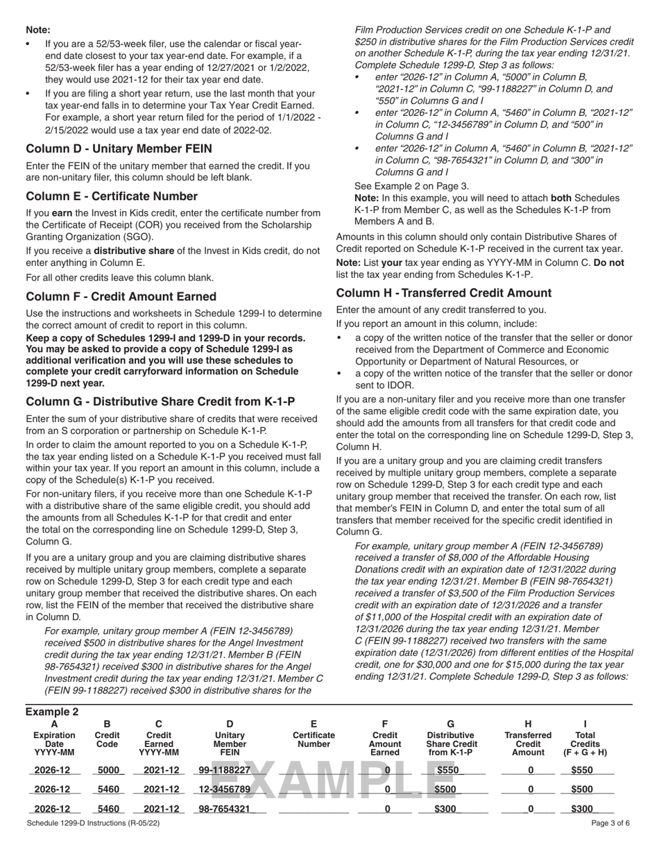 Instructions for Schedule 1299-D Income Tax Credits (For Corporations and Fiduciaries) - Illinois, Page 3