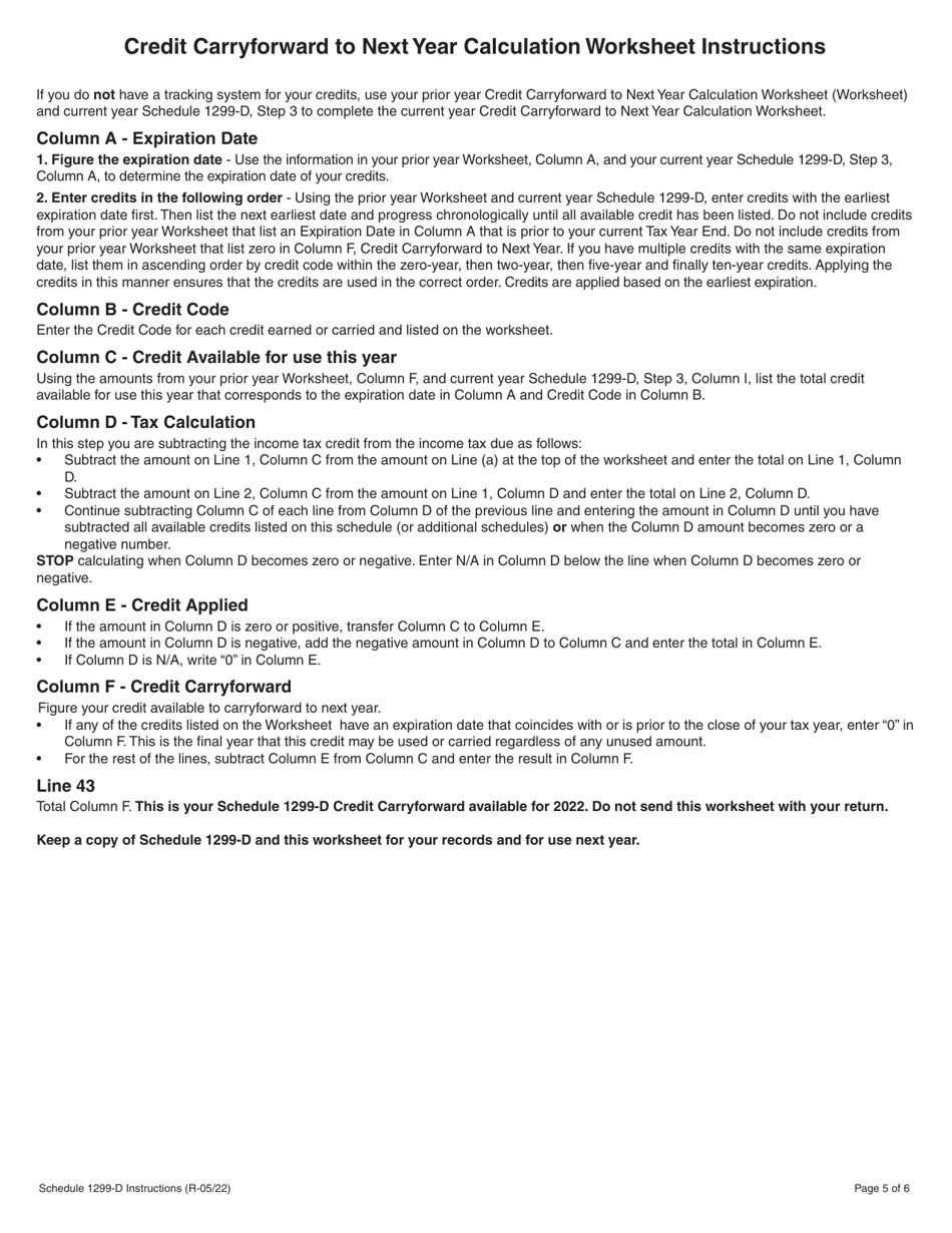 Instructions for Schedule 1299-D Income Tax Credits (For Corporations and Fiduciaries) - Illinois, Page 5
