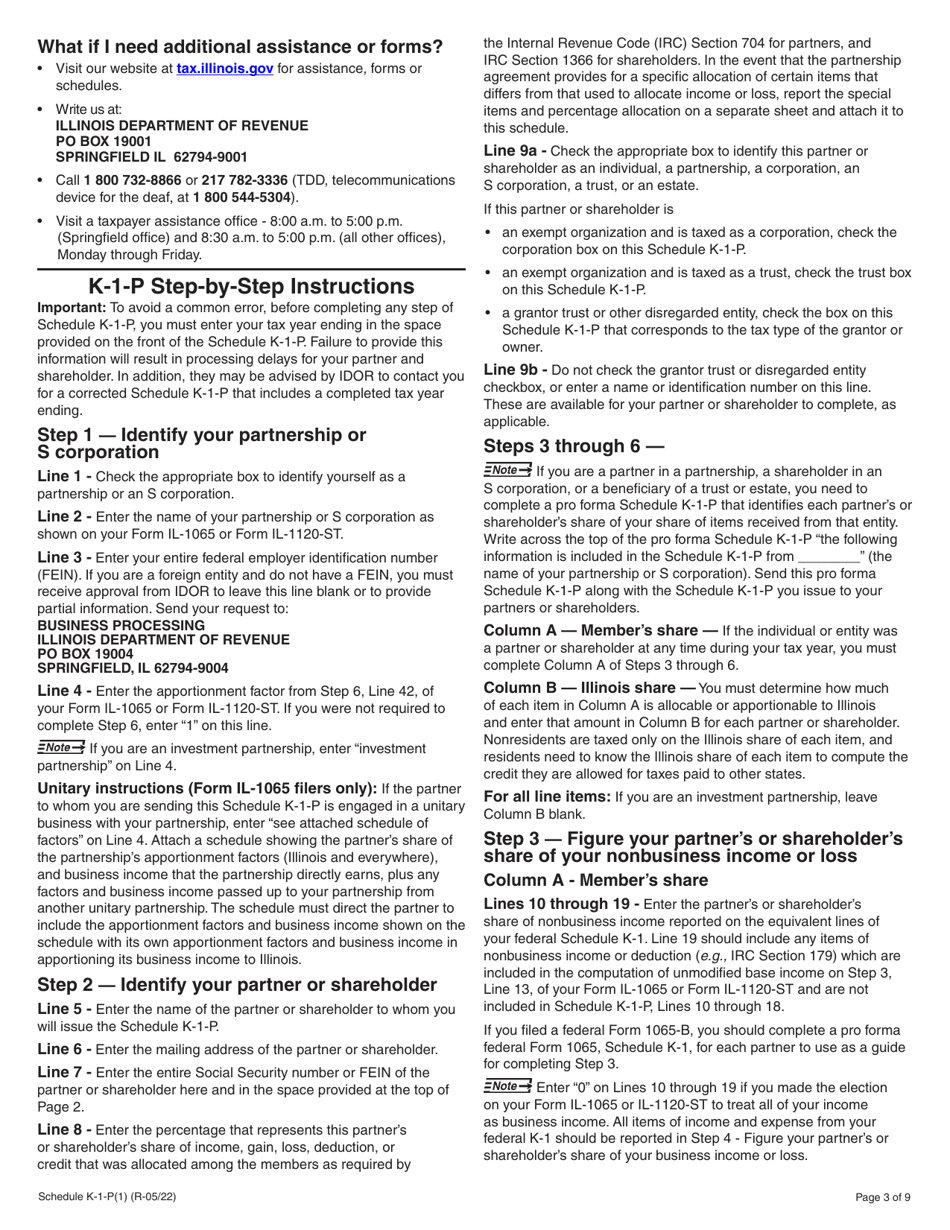 Instructions for Schedule K-1-P, K-1-P(3) Partnerships and S Corporations - Illinois, Page 3