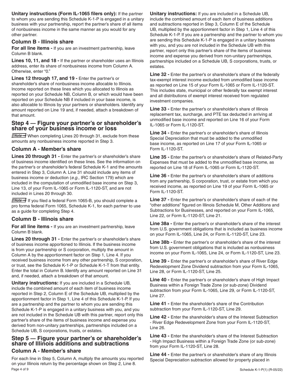Instructions for Schedule K-1-P, K-1-P(3) Partnerships and S Corporations - Illinois, Page 4