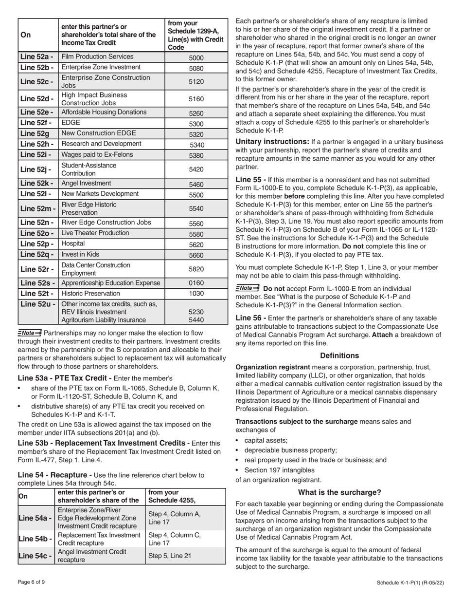 Instructions for Schedule K-1-P, K-1-P(3) Partnerships and S Corporations - Illinois, Page 6