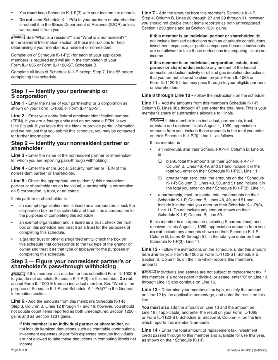 Instructions for Schedule K-1-P, K-1-P(3) Partnerships and S Corporations - Illinois, Page 8