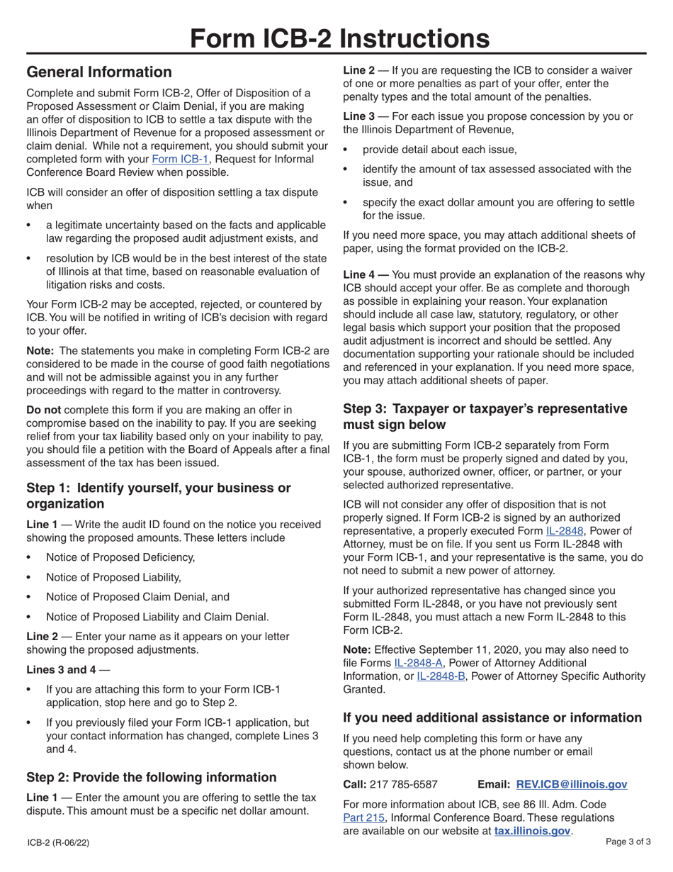 Form ICB-2 Offer of Disposition of a Proposed Assessment or Claim Denial - Illinois, Page 3