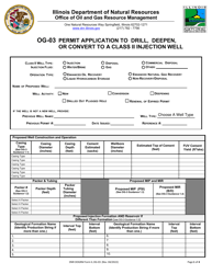 Document preview: DNR OOGRM Form OG-03 Permit Application to Drill, Deepen, or Convert to a Class II Injection Well - Illinois