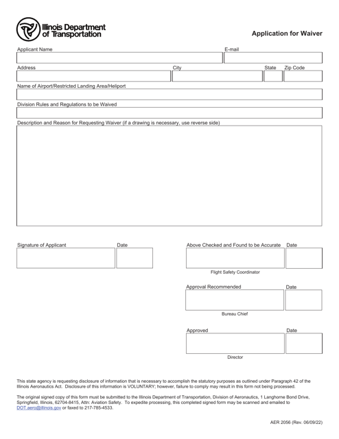 Form AER2056 Application for Waiver - Illinois