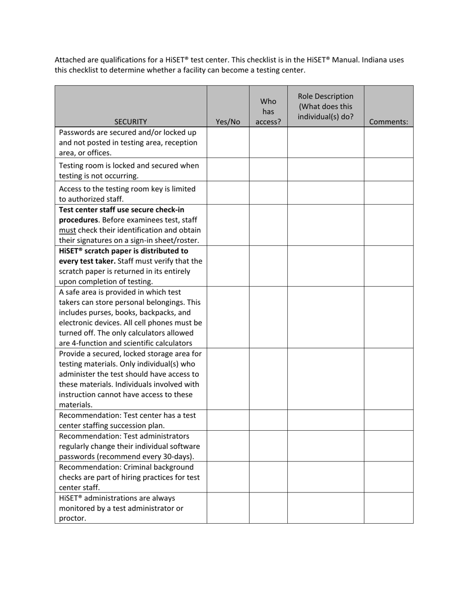 Indiana Hse Testing Center Application Form - Indiana, Page 3