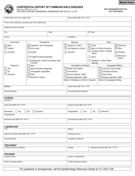 State Form 43823 Confidential Report of Communicable Diseases - Indiana