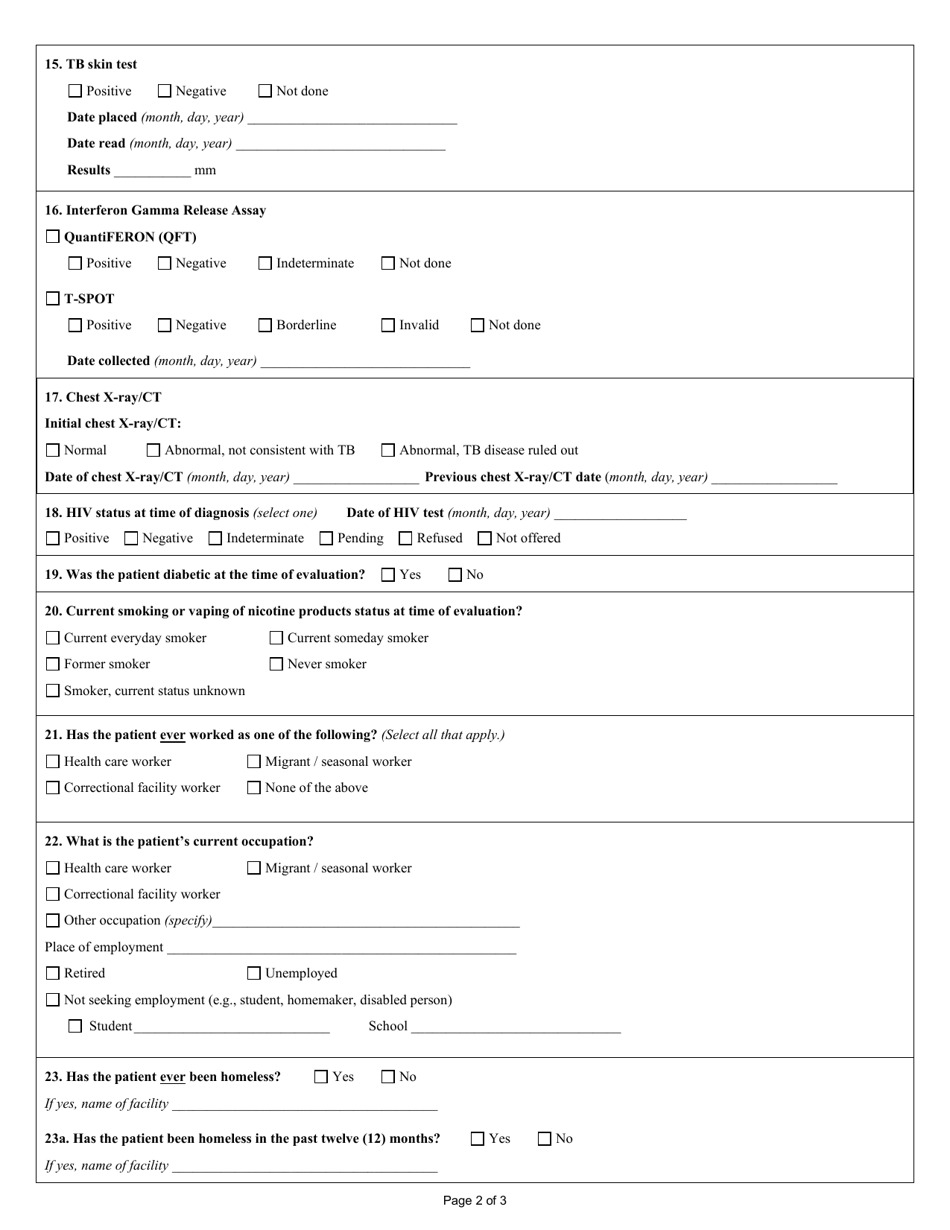 State Form 49894 Report of Latent Tuberculosis Infection (Ltbi) - Indiana, Page 2