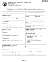 State Form 49894 Report of Latent Tuberculosis Infection (Ltbi) - Indiana