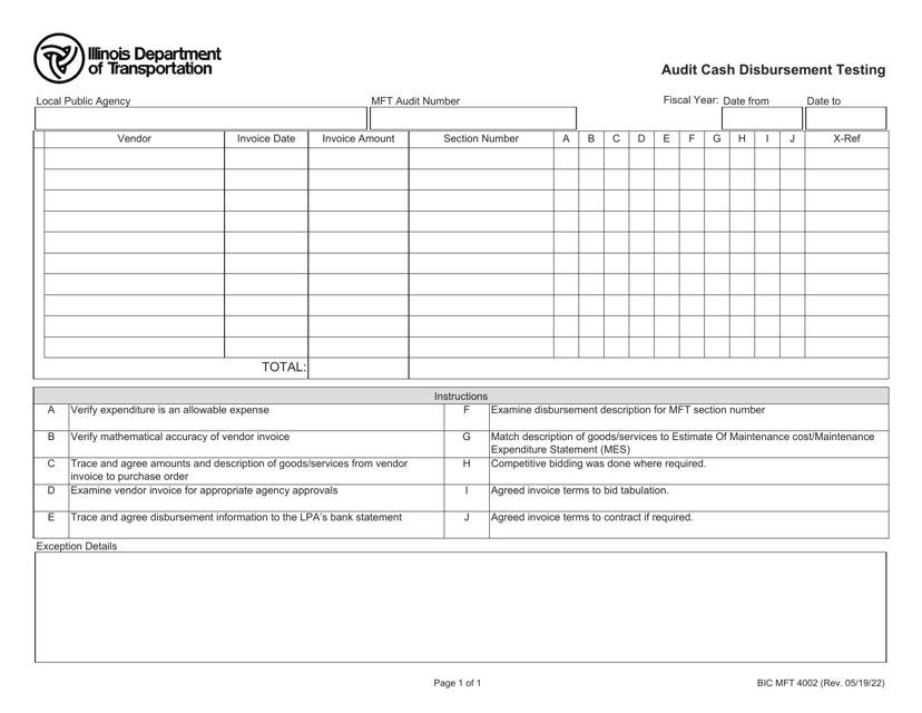 Form BIC MFT4002  Printable Pdf