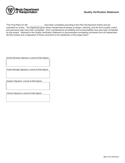 Form BBS2750 Quality Verification Statement - Illinois
