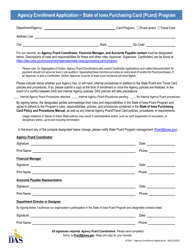 Document preview: Form PC001 Agency Enrollment Application - State of Iowa Purchasing Card (Pcard) Program - Iowa