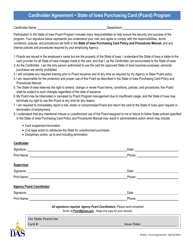 Document preview: Form PC003 Cardholder Agreement - State of Iowa Purchasing Card (Pcard) Program - Iowa