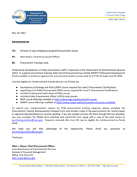 Request Form for Reimbursement of Procurement Training Costs - Iowa