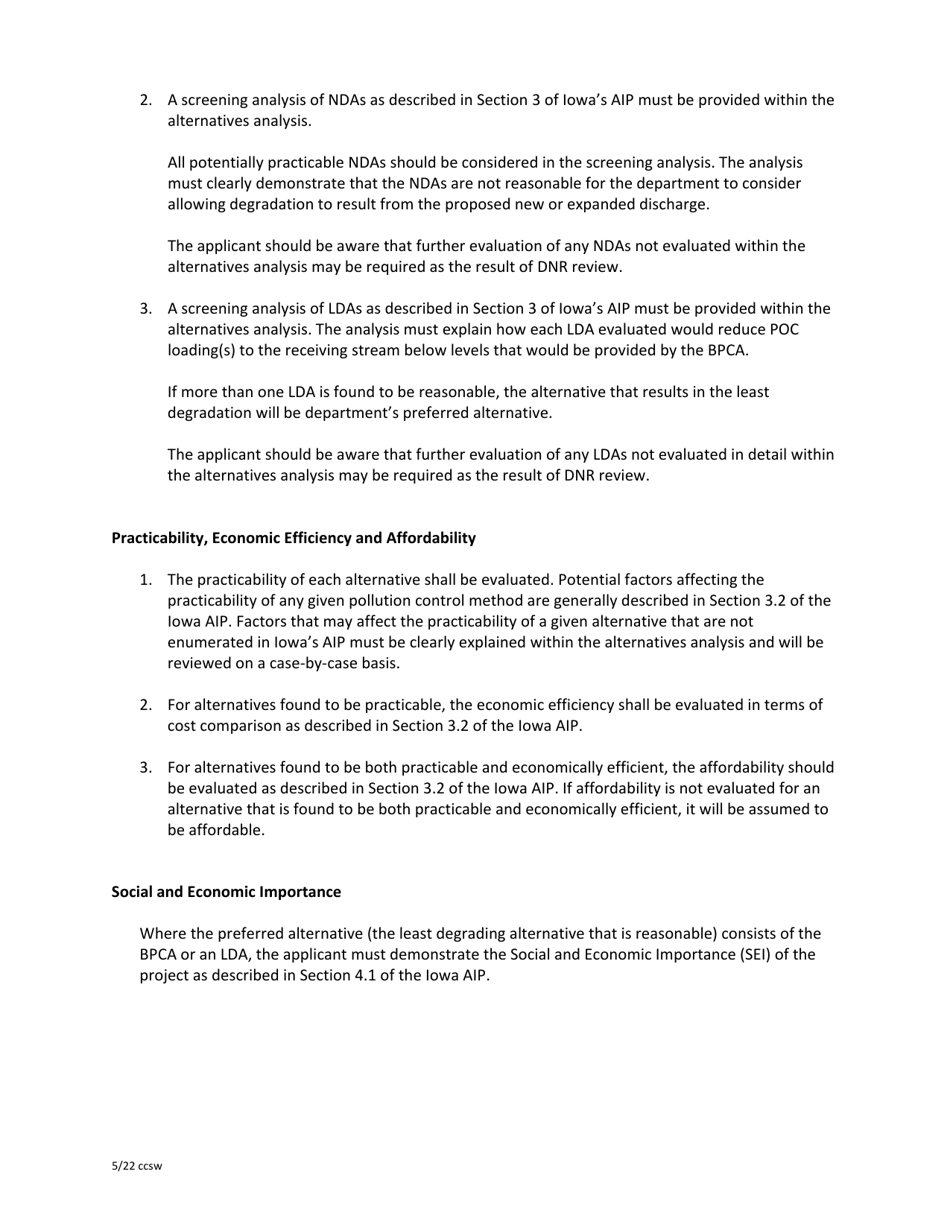 Exhibit 9A Preliminary Review of Antidegradation Alternatives Analysis - Iowa, Page 5