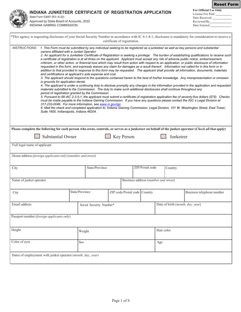 State Form 53687  Printable Pdf