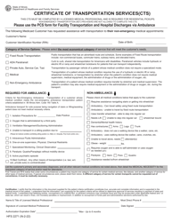 Form HFS2271 Certificate of Transportation Services(Cts) - Illinois
