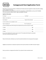 DNR Form 542-0221 Campground Host Application Form - Iowa